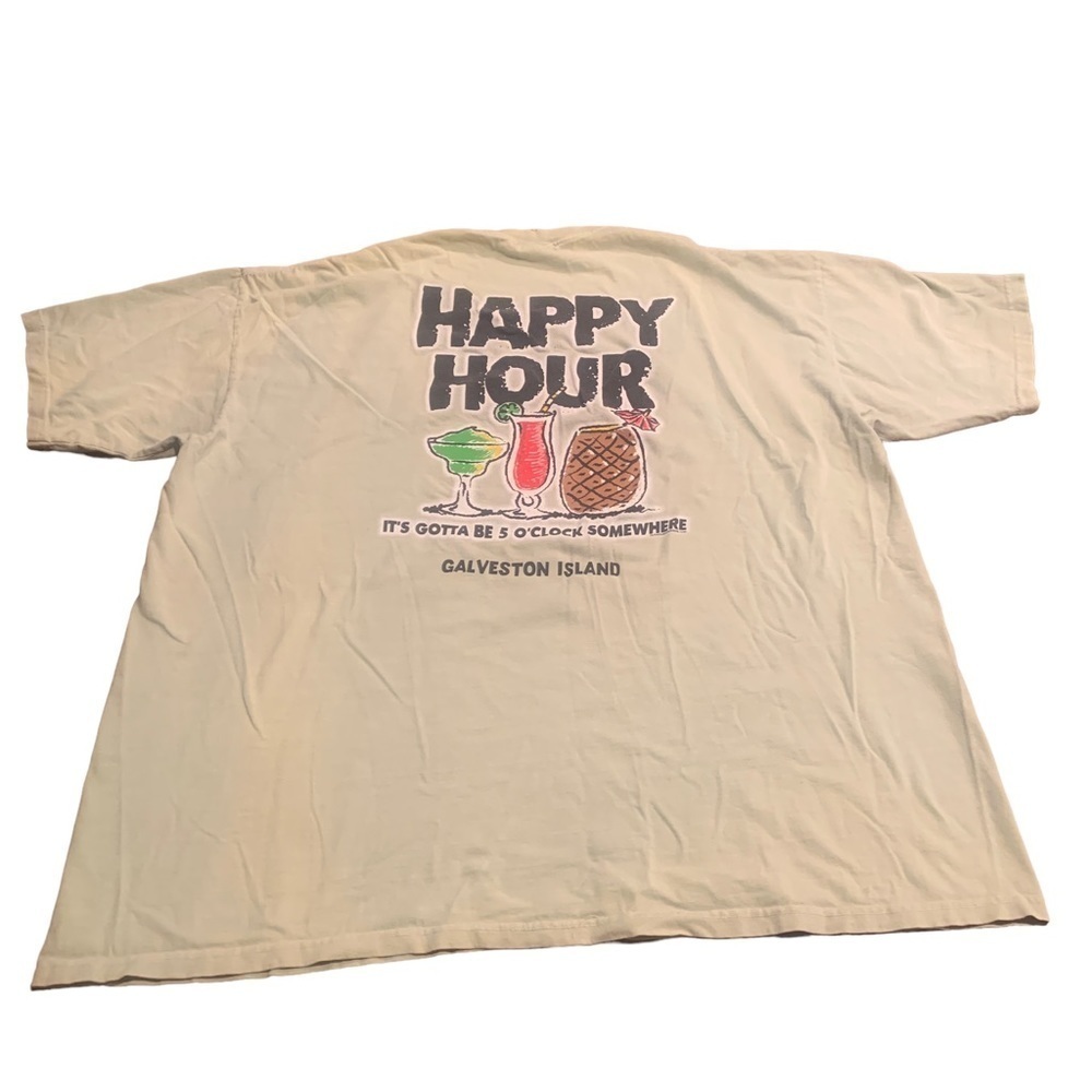 Vintage Men’s Authentic Pigment Happy Hour Party 5 O’clock Somewhere T-Shirt 2XL